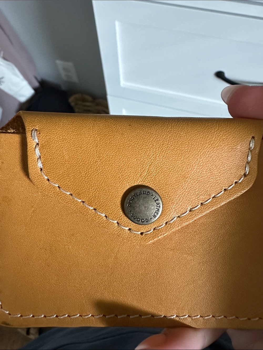 Portland Leather Goods Sunflower Yellow Leather Card Wallet with Snap - Picture 2 of 4